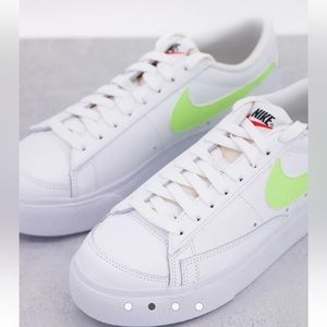Nike Blazer Low Platform sneakers in white/light lemon twist